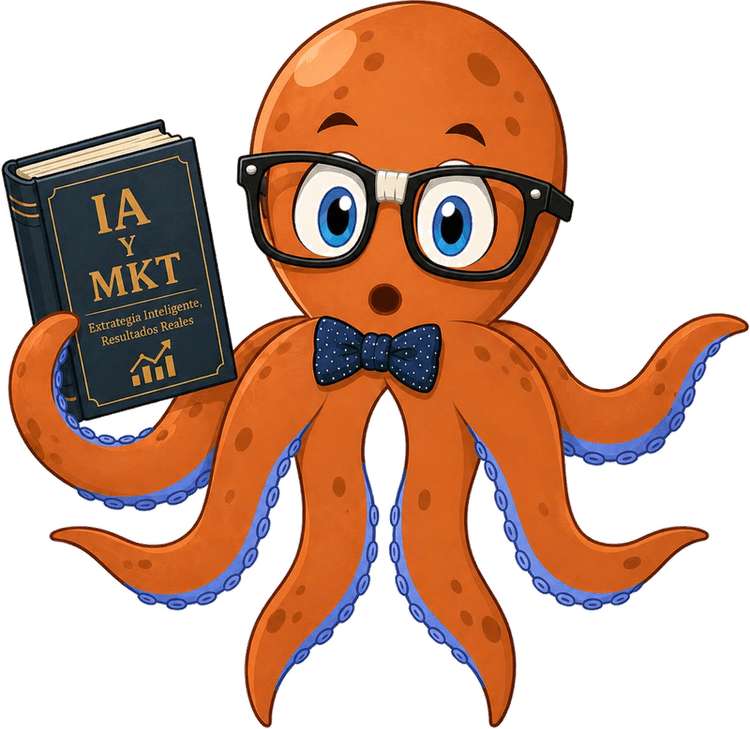 Marvin, la mascota de Ágora — un pulpo profesor con anteojos y moño